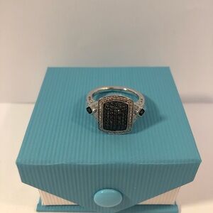 New Genuine Black Diamond Sterling Silver pave Ring